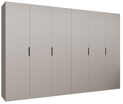 Mirjan24 Kleiderschrank mit Einlegeböden und Kleiderstange Midere 300, Vielseitiger Drehtürenschrank, Elegantes Kleiderschrank 6-türig (Cashmere)