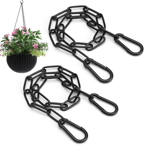 APOMOONS 2 Stück Edelstahlkette Schwarz,Kette Edelstahl mit Karabiner 0.5m Metallkette zum Aufhängen Gliederkette Edelstahl Kette für Zauntore,Gartentore, Käfigtore für Haustiere