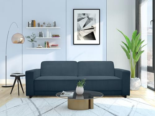 Allie 3S Sofabed Blue Corduroy, 91x225x81cm (DxWxH)