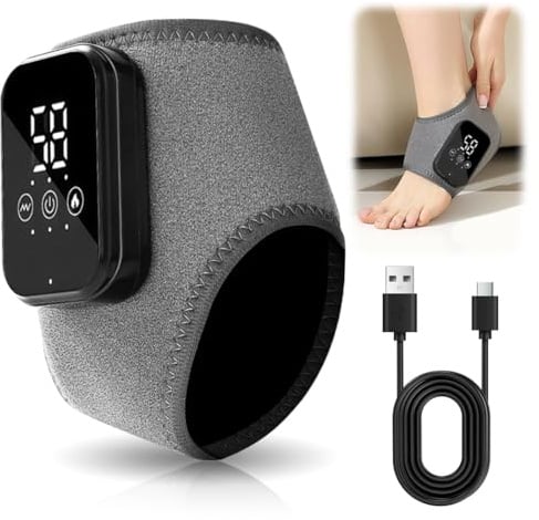 3-In-1-Fußmassager, Neuropathie Massagegerät, Fussmassagegerät Elektrisch, Foot Massage Portable Wiederaufladbar Ankle MassagegeräTe Elektrisch Fußwärmer mit 3 Modi und 3 WäRmestufen (Grau 1pcs)