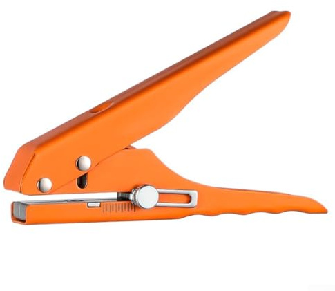 Stanzzange, Orange, robust, 15 mm, feste Skalenausrichtung, rutschfester Griff, für Papier, Karton, Leder.