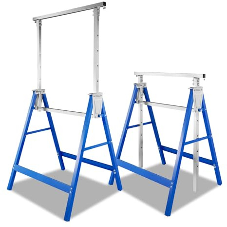 Eikuavons Arbeitsbock,2er set Gerüstbock Klappbock,7-fach Höhenverstellbar Variable Arbeitshöhe 81-130 cm,kratzfeste Kunststoffbeschichtung.Blau.