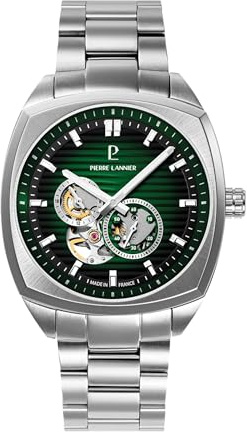 Pierre Lannier - Armbanduhr Automatic Arcadius - Automatic Uhrwerk - Gehäusedicke: 11.65 mm - Gehäusebreite: 42.5 mm - Edelstahl - Vert - 5 ATM