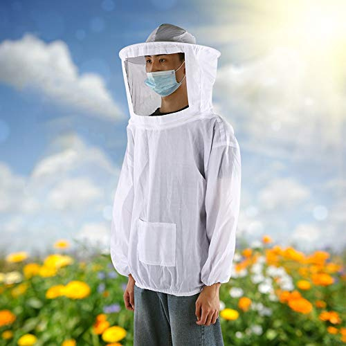 Zerodis Imker-Schutzschleierjacke, Atmungsaktiver Bienenanzug, Rosa, Outdoor-Bekleidung für Imkerbedarf (WHITE)