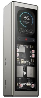Lenovo - Smart Power Bank para Equipos Portátiles 140 W (Amplia Compatibilidad, Pantalla Inteligente TFT Alta Resolución de 2,01, Puertos USB-A, 2X USB-C) Cable Incluido - Color Gris Dorado
