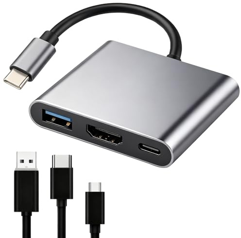 USB C to HDMI Adapter, 3-in-1 Type C Hub with 4K HDMI Output, 100W PD Fast Charging & USB 3.0 Port, Digital AV Multiport Dongle Compatible for MacBook Pro/Air, iPad Pro, XPS and USB-C Devices