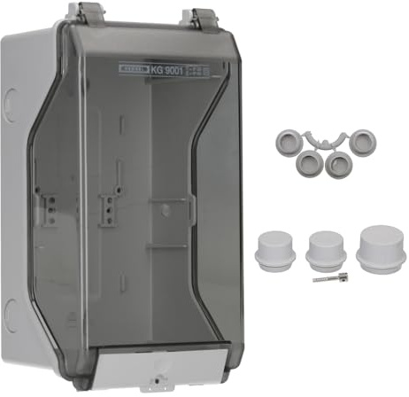 Hensel KG9001 KV-Leergehäuse - IP 66 Kleinverteiler für Einbaugeräte | Robustes Kunststoffgehäuse, 253 x 136 x 115 mm, metrische Vorprägungen, staubdicht für den Außenbereich