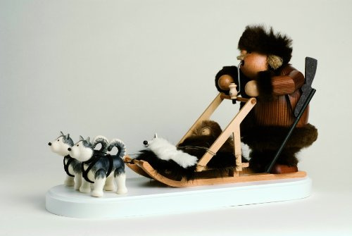 KWO Olbernhau 21653 Räuchermännchen Eskimo mit Hundeschlitten, 21 cm