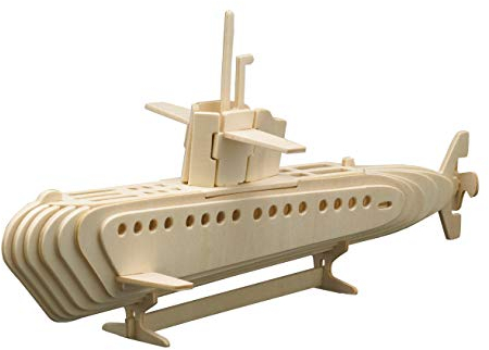 Pebaro 866/3 Holzbausatz U-Boot, 3D Puzzle Unterwasserboot, Modellbausatz, Basteln mit Holz, Holzpuzzle, Bastelset, vorgestanzte Holzplatte, ausbrechen, zusammenstecken, fertig, Geschenkidee