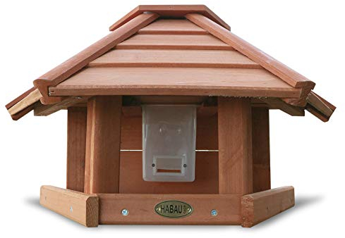 HABAU Vogelhaus Wandhänger aus Holz, braun - Futterstation mit Aufhängung