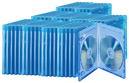 Lot de 50 boîtiers fins transparents pour Blu-ray, pour 2 disques chacun [Pearl]