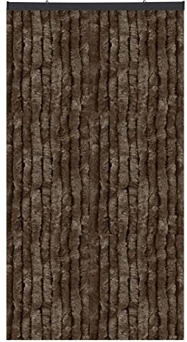 Flauschvorhang, Chenille Vorhang, Insektenschutz für den Sommer Extrabreit, Auswahl: 140x200 Unistreifen braun
