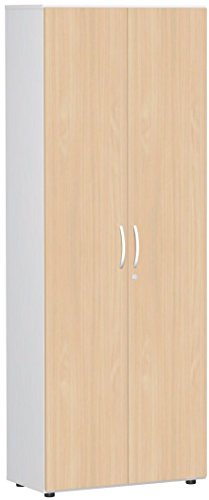 Gera Möbel Schranksystem Flex Flügeltürenschrank, Drehtürenschrank, Holzdekor, buche/weiß, 80 x 42 x 216 cm
