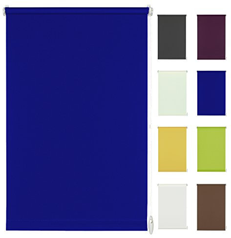 Seitenzug-Rollo Ohne Bohren Easy-Fix Klemmfix (90 x 210 cm, dunkelblau)