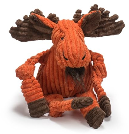 HuggleHounds Knottie Plush Dog Toy - Dog Stuffed Animal Toy, Puppy Toys, Squeaky Dog Toy for Small, Medium & Large Dogs, Durable Plush to Keep Them Busy - Morris Moose, Large