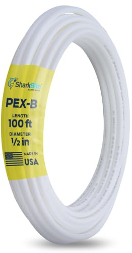SharkBite 1/2 Inch x 100 Feet White PEX-B, PEX Pipe Flexible Water Tubing for Plumbing, U860W100