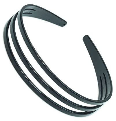 Black Triple 3 Row Plastic Alice Band Hair Band Headband With Grip for Women Girls by Glitz4Girlz