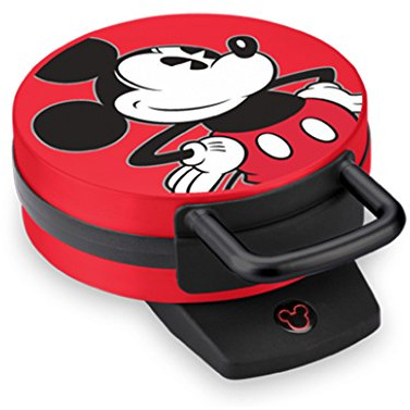 Disney Mickey Mouse Waffle Maker by Select Brands, Nonstick, 800 Watts, Red