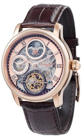 Thomas Earnshaw Montre squelette automatique pour homme 44 mm de long avec bracelet en cuir véritable ES-8063