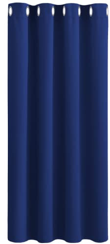 PONY DANCE Blue Blackout Curtain - Nursery Eyelet Top Window Treatment Panels for Living Room Decoration Solid Curtain & Drape for Cafe, 1 Panel Only, W 55-inch x D 70-inch, Blue