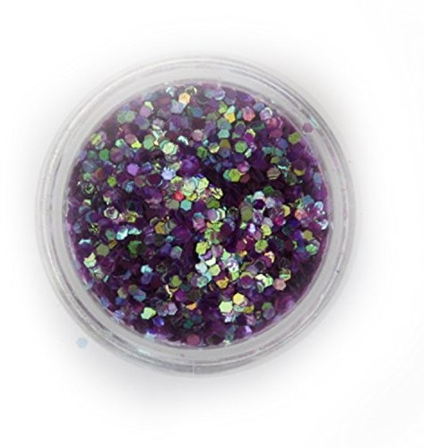 Stargazer - Fix Gel Fixative Body Glue - plus FREE pack of 1mm HEXAGON GLITTER (1 Bottle Stargazer Gel, Purple Iridescent - 1mm Hexagon)