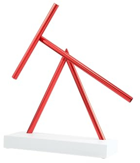 The Swinging Sticks Original Basic – Kinetische Skulptur mit Impulsantrieb | Weiß & Rot | Eloxierte Alu-Stäbe | Präzisions Pendel mit Perpetuum-Mobile-Illusion | Technikobjekt für Designliebhaber