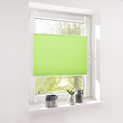 Deswell Plissee ohne Bohren Klemmfix Grün B60 x H130 cm Plisseerollo Sonnenschutz und Sichtschutz Jalousien Easyfix Plissees Lichtdurchlässig Rollo für Fenster & Tür