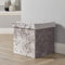 Home Source Folding Ottoman, Velvet Fabric Storage Square Box, Ice Silver