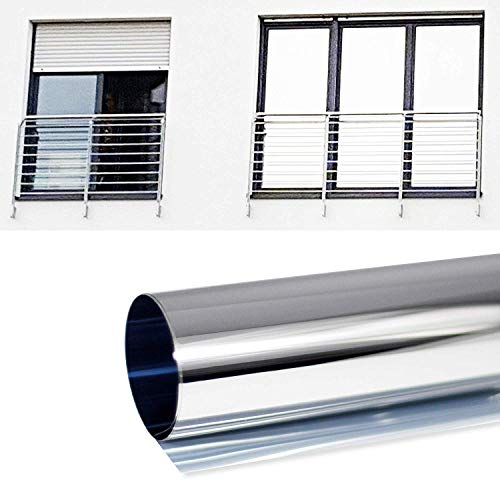 SolarScreen 6,10€/m² Spiegelfolie Silber Selbstklebend Laufmeterware mit 1,52m Breite Sichtschutz Folie für Fenster Blickdichte Sonnenschutzfolie Wärmeisolierung
