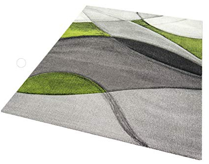 Teppich modern Teppich Wohnzimmer abstrakt in grün grau schwarz Größe 200 x 290 cm