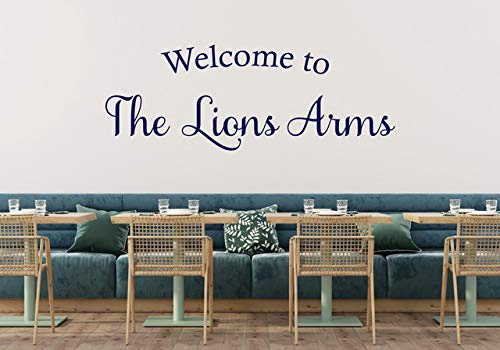Personalised Wall Sticker Welcome to Sign Customised Pub Decal Decor Transfer | 58 |Large 110cm (w) x 49cm (h) | Purple