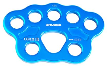 Irudek PRO310 – Placa multianclaje de aluminio con 8 puntos (1 principal, 5 inferiores y 2 laterales), para instalaciones versátiles, 40 kN, EN 362, 215 g