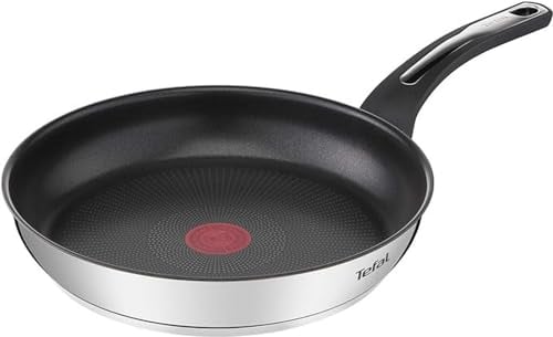 Tefal Emotion Pfanne 28 cm, Antihaftbeschichtung, dicke Basis für gleichmäßige Hitzeverteilung, elegantes Design, robuster Griff, Induktion, Kochanzeige E3000604, Cranberry