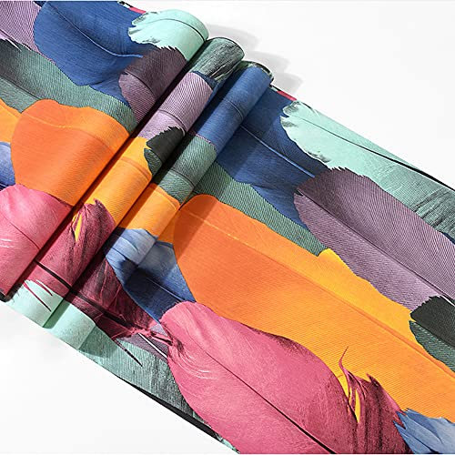 3D blinkende Farbe Pfauenfedern, modern, minimalistisch, europäischer Stil, TV-Hintergrund, Wandtapete, PVC-Tapete, 50 cm B x 100 cm L, nicht geklebt