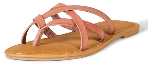 Amazon Essentials Claquettes Plates à Lanières Femme, Rosé Grisé, 43 EU
