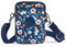 LaRechor Petite Sac Bandoulière en Nylon Sac Téléphone Portable Mini Sacoche Femme Fille 3 Compartiments Pochette Bandouliere à Fleurs pour Voyage