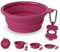 Bonza Großer Faltbarer Hundenapf 1000 ml, Stabiler verstärkter Rand, inklusive Karabiner & Wasserflaschenhalter Schlüsselanhänger, Rosa