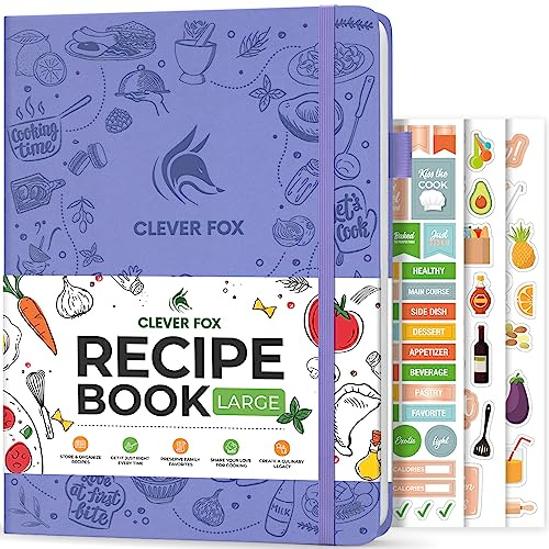 Clever Fox Recipe Book to Write in Your Own Meals 21x28cm Lavender | Blank cook book notebook, Cooking & baking essentials for women, teens, kids & girls, Make your own DIY baker's notebook