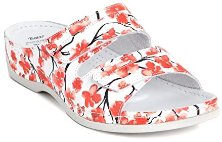 Batz REA Lederschuhe Sandalen Sandalette Clog Pantolette Komfortschuhe Hausschuhe, Damen, Kirsche, EU 40