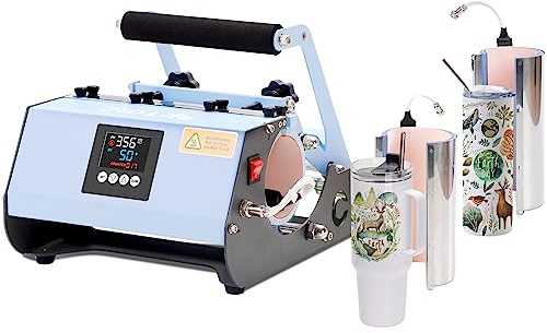 PYD Life 2 in 1 40 OZ Tumbler Heat Press Machine 110 V Blue 20 OZ 30 OZ Mug Heat Press for 40 OZ Tumbler with Handle Sublimation Straight Tumblers Bottles Mugs Glass Tumbler Printing