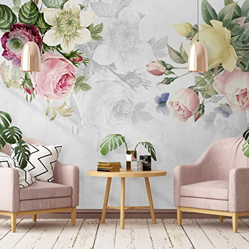 Naturempress Papier Peint Panoramique 300X250（LXH） Fleur Minimaliste Papier Peint Intissé 3D Tapisserie Poster Decoration Murale Chambre Salon