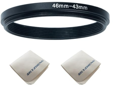 46mm Lens to 43mm Camera Lens Adapter 46mm to 43mm Step Down Ring Adapter Ring for All Brands of UV ND CPL, with Premium Lens Wiping Cloth 2 Pack (46mm-43mm)