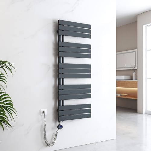 EMKE Toallero electrico baño,1320x500 mm 800 W,Antracita | WiFi Termostato de Elemento Calefactor, Radiador toallero con Barra Calefactora con Temporizador