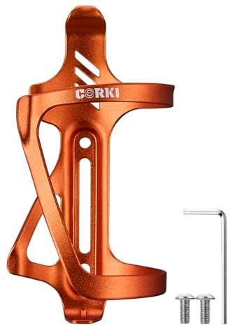 Corki Cycles Left Side Load Water Bottle Cage, Side Entry Bike Water Bottle Holder for Road & Mountain Bikes - 1 Pack - Orange-Aluminum Alloy