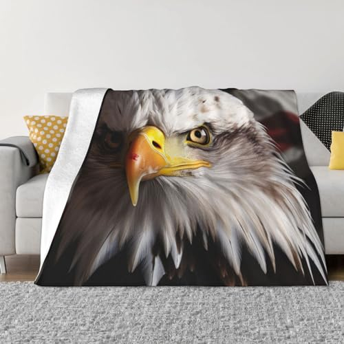 Decke mit Amerika-Flagge und Adler-Aufdruck, ultraweiche, warme Fleecedecke, leichte Überwurfdecke, Flanelldecken für Sofa, Schlafzimmer, Wohnzimmer, 127 x 101,6 cm