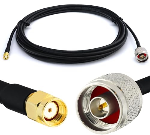RANGEFUL 4m RP-SMA Stecker auf N Stecker RG58 Koaxialkabel — 4 Meter Verlustarmes Antennenkabel 50 Ohm Verlängerungskabel — für WiFi Router Antenne Wireless RF WLAN Radio Modem