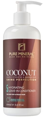 Pure Mineral - Leave-in Conditioner mit Kokosöl - Feuchtigkeit und Glanz für trockenes Haar - Ohne Sulfate, Parabene, Petrolate - 350ml