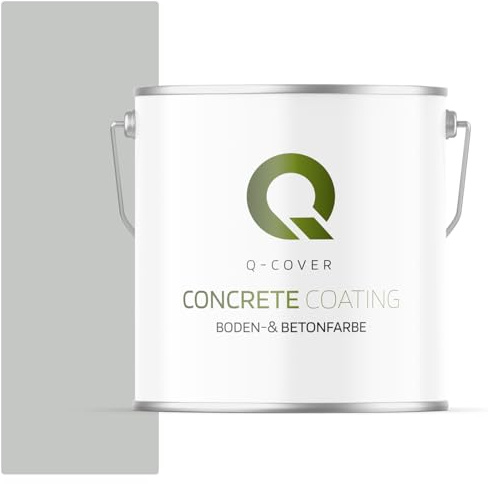 Q-COVER Bodenfarbe Betonfarbe Hellgaru 5,0L Garagenboden Bodenbeschichtung für Innen Kellerfarbe Fußbodenfarbe