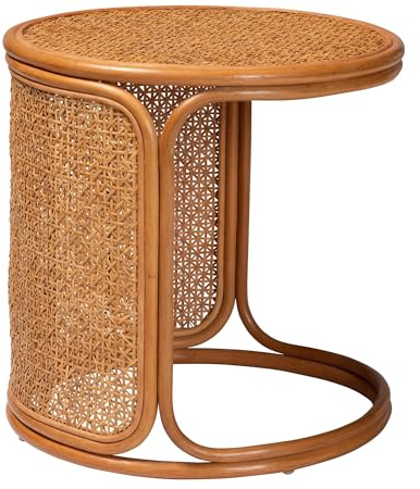 bali & pari Eldon Beistelltisch aus natürlichem Rattan, groß, helles Honig