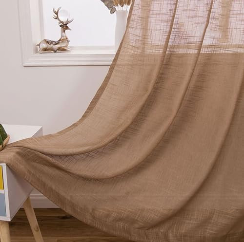Homxi Vorhang Lichtundurchlässig Kinder 2er Set,2 x 96W x 214H cm,Wohnzimmer Gardinen Kaffee Einfarbig Gardinen Nach Maß mit Ösen